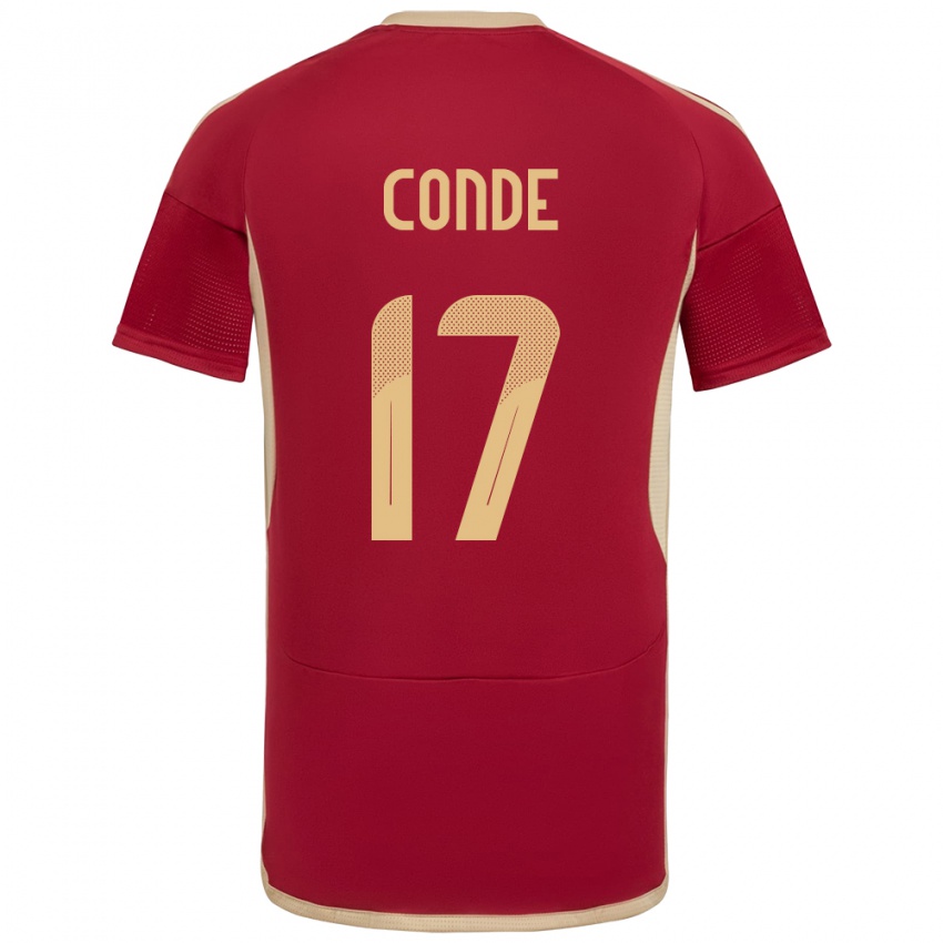 Gyermek Venezuela Óscar Conde #17 Burgundia Hazai Jersey 24-26 Mez Póló Ing