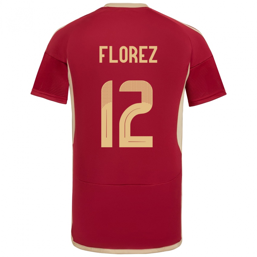 Gyermek Venezuela Génesis Flórez #12 Burgundia Hazai Jersey 24-26 Mez Póló Ing