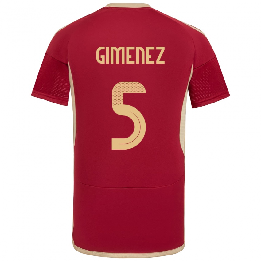 Gyermek Venezuela Yenifer Giménez #5 Burgundia Hazai Jersey 24-26 Mez Póló Ing