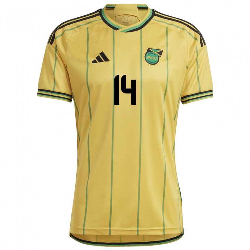 Gyermek Jamaica Siobhan Wilson #14 Sárga Hazai Jersey 24-26 Mez Póló Ing