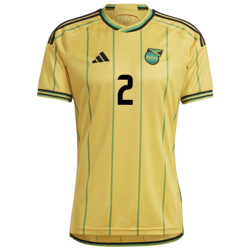 Gyermek Jamaica Nicholas Simmonds #2 Sárga Hazai Jersey 24-26 Mez Póló Ing