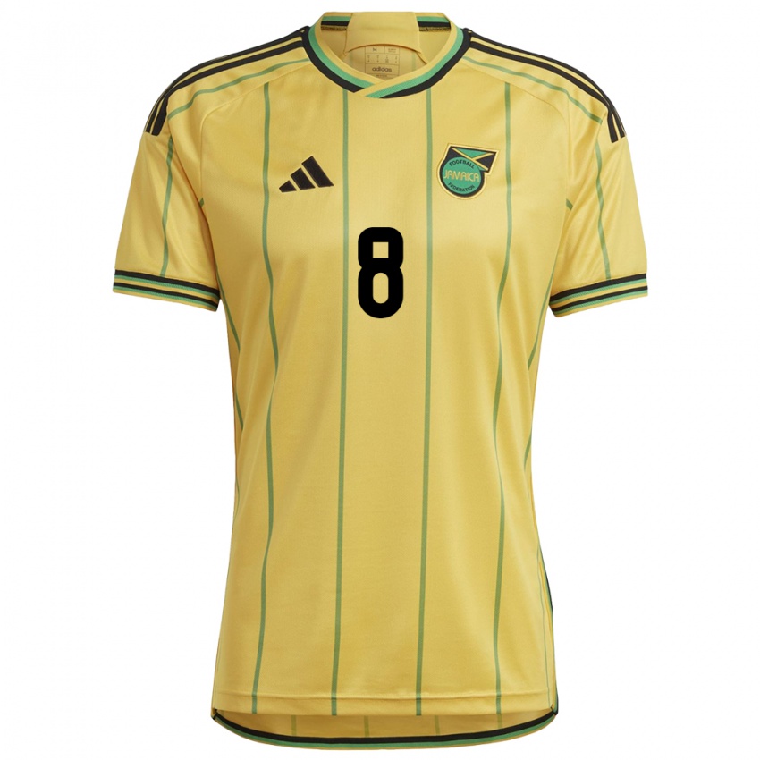 Gyermek Jamaica Daniel Johnson #8 Sárga Hazai Jersey 24-26 Mez Póló Ing