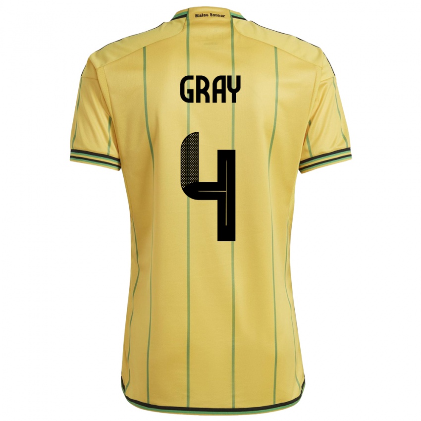 Gyermek Jamaica Tayvon Gray #4 Sárga Hazai Jersey 24-26 Mez Póló Ing