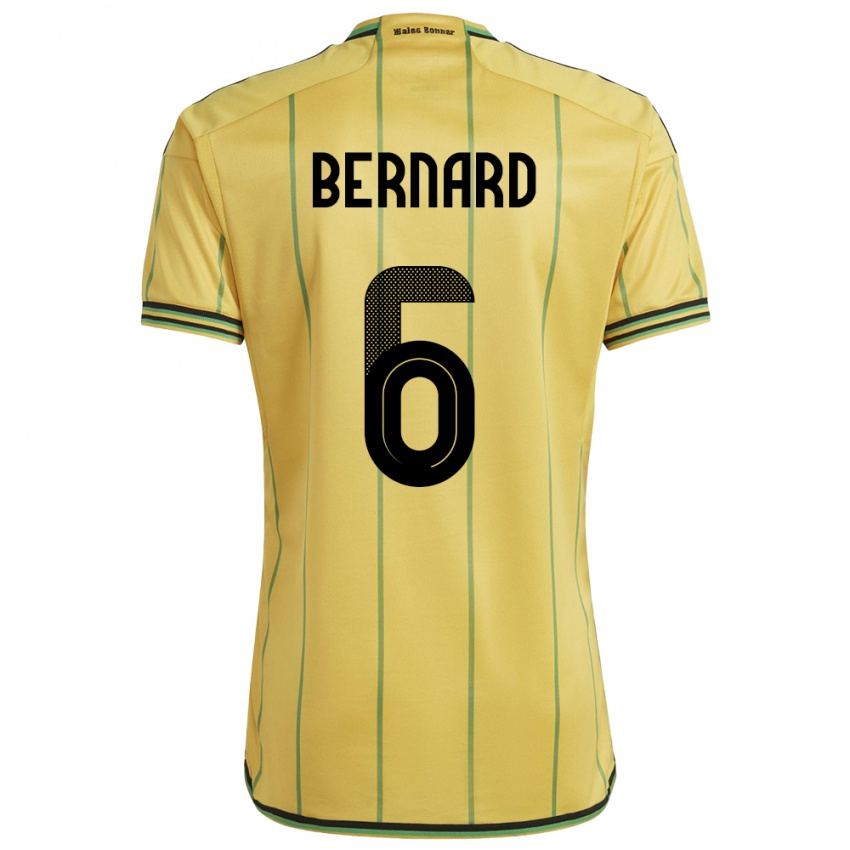 Gyermek Jamaica Di'shon Bernard #6 Sárga Hazai Jersey 24-26 Mez Póló Ing