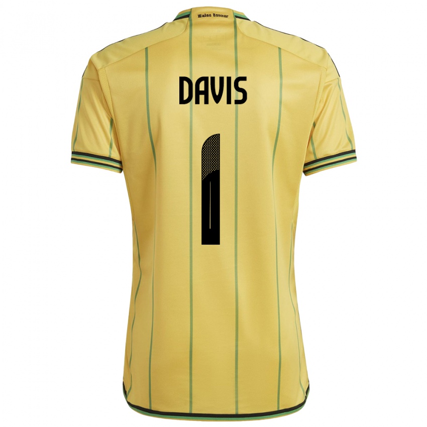 Gyermek Jamaica Shaquan Davis #1 Sárga Hazai Jersey 24-26 Mez Póló Ing