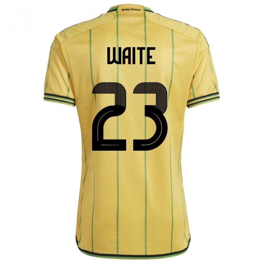 Gyermek Jamaica Jahmali Waite #23 Sárga Hazai Jersey 24-26 Mez Póló Ing