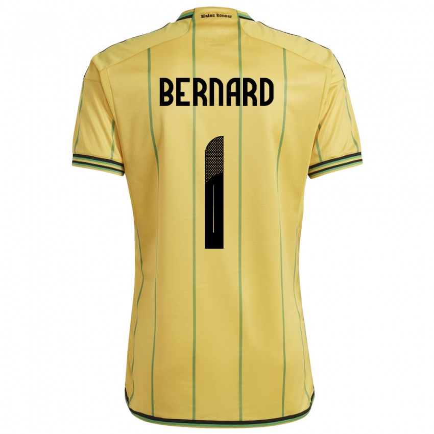 Gyermek Jamaica Akeem Bernard #1 Sárga Hazai Jersey 24-26 Mez Póló Ing