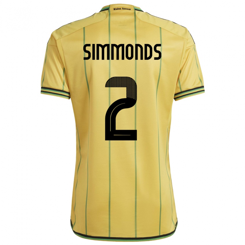 Gyermek Jamaica Nicholas Simmonds #2 Sárga Hazai Jersey 24-26 Mez Póló Ing