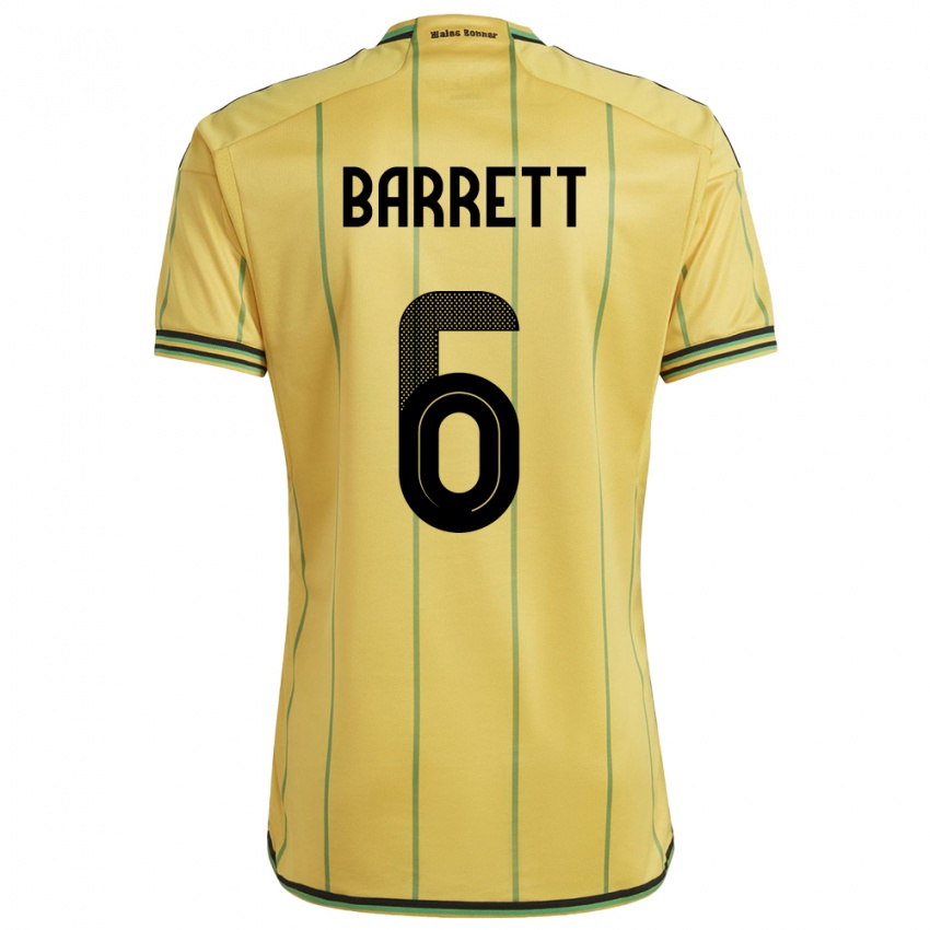 Gyermek Jamaica Ronaldo Barrett #6 Sárga Hazai Jersey 24-26 Mez Póló Ing