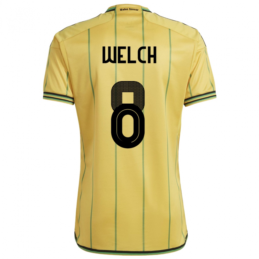 Gyermek Jamaica Makai Welch #8 Sárga Hazai Jersey 24-26 Mez Póló Ing