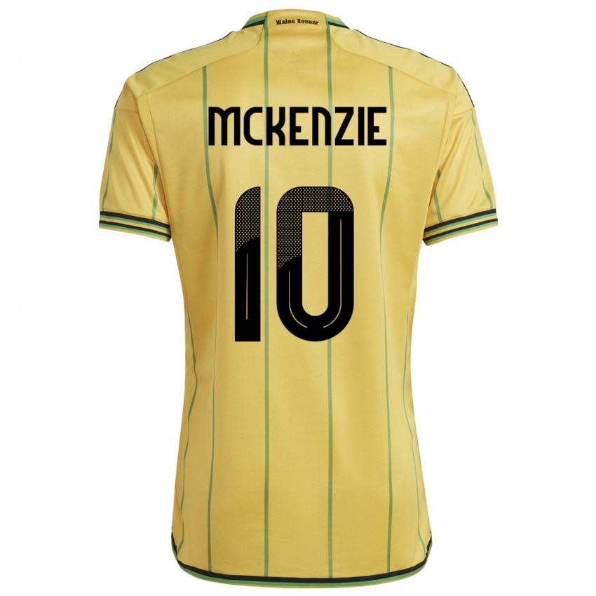 Gyermek Jamaica Denzel Mckenzie #10 Sárga Hazai Jersey 24-26 Mez Póló Ing