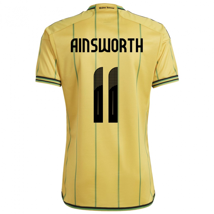 Gyermek Jamaica Christopher Ainsworth #11 Sárga Hazai Jersey 24-26 Mez Póló Ing