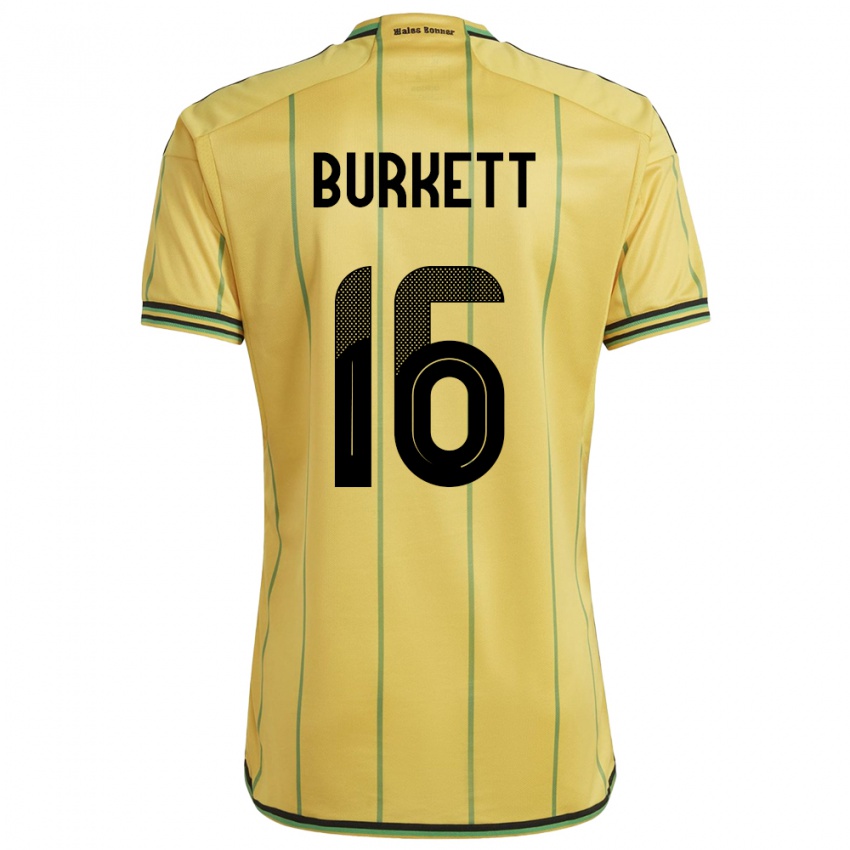 Gyermek Jamaica Brian Burkett #16 Sárga Hazai Jersey 24-26 Mez Póló Ing