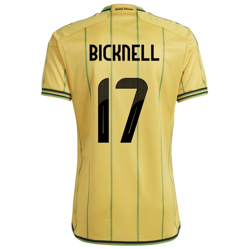 Gyermek Jamaica Alexander Bicknell #17 Sárga Hazai Jersey 24-26 Mez Póló Ing