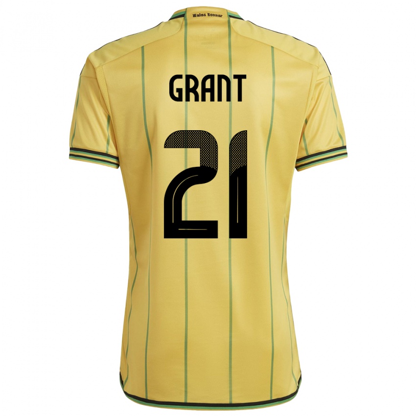 Gyermek Jamaica Joshua Grant #21 Sárga Hazai Jersey 24-26 Mez Póló Ing