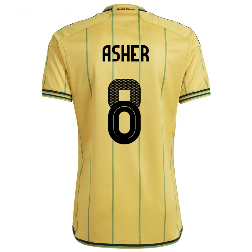 Gyermek Jamaica Chinyelu Asher #8 Sárga Hazai Jersey 24-26 Mez Póló Ing