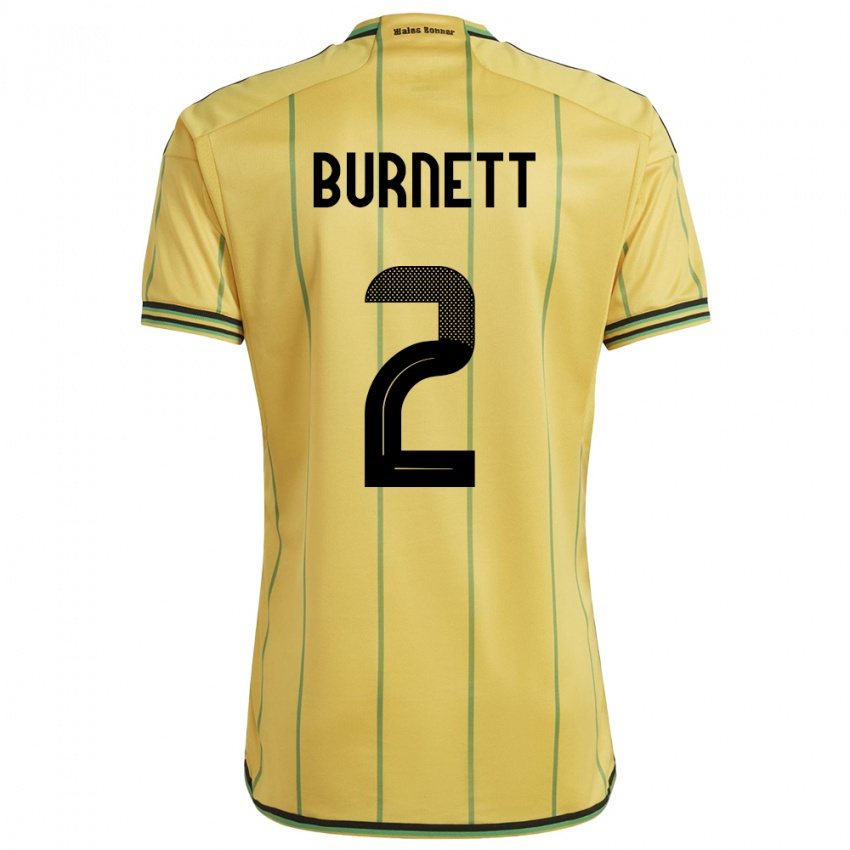 Gyermek Jamaica Theanna Burnett #2 Sárga Hazai Jersey 24-26 Mez Póló Ing