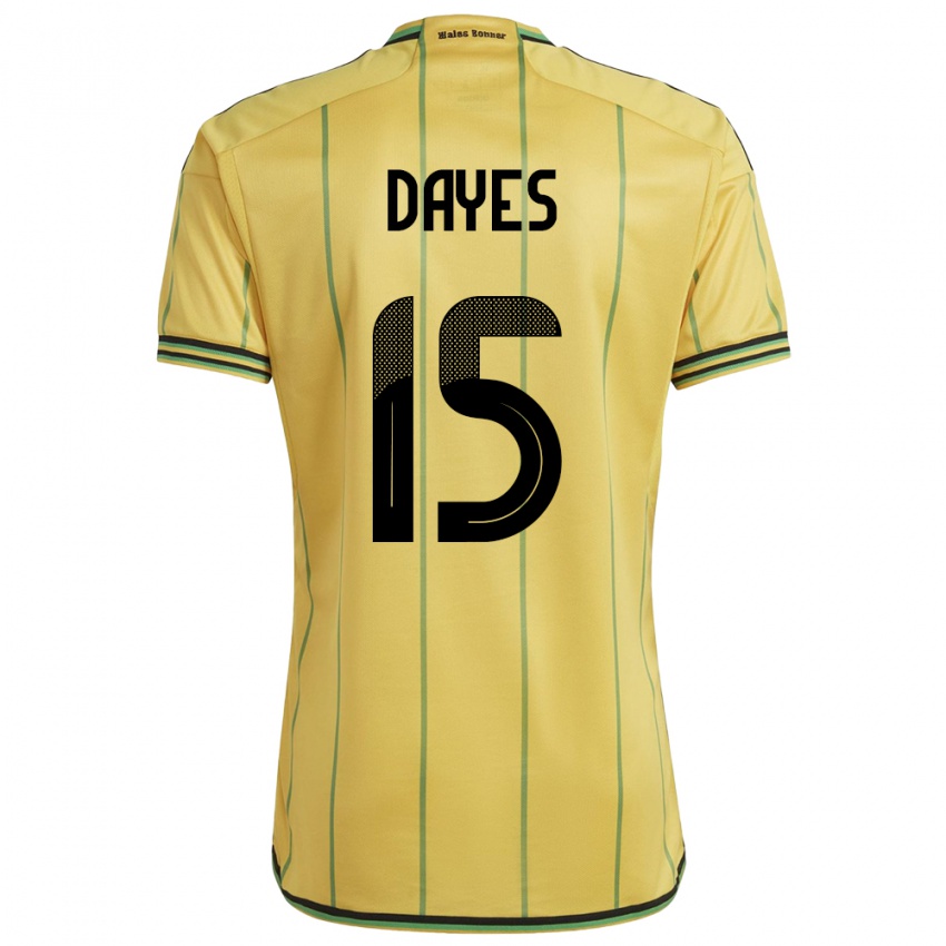 Gyermek Jamaica Mikayla Dayes #15 Sárga Hazai Jersey 24-26 Mez Póló Ing