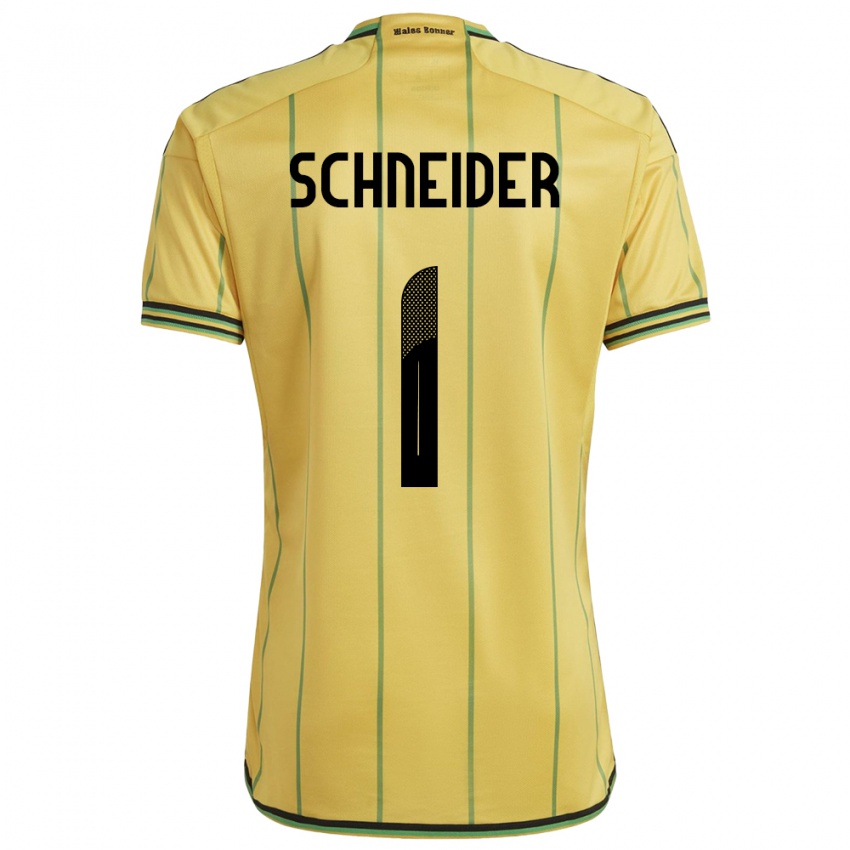 Gyermek Jamaica Sydney Schneider #1 Sárga Hazai Jersey 24-26 Mez Póló Ing