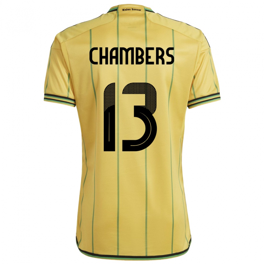 Gyermek Jamaica Chris-Ann Chambers #13 Sárga Hazai Jersey 24-26 Mez Póló Ing