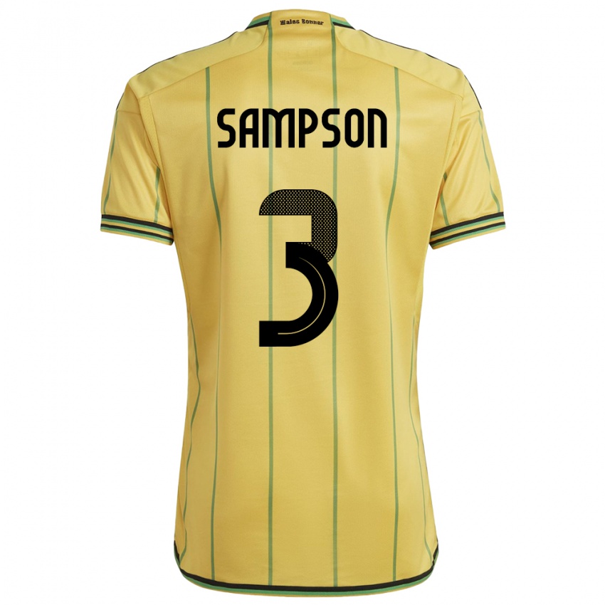 Gyermek Jamaica Vyan Sampson #3 Sárga Hazai Jersey 24-26 Mez Póló Ing