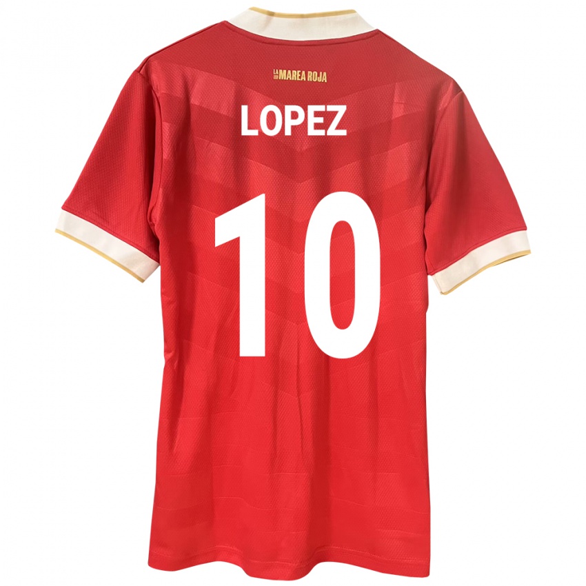 Gyermek Panama Ovidio Lopez #10 Piros Hazai Jersey 24-26 Mez Póló Ing