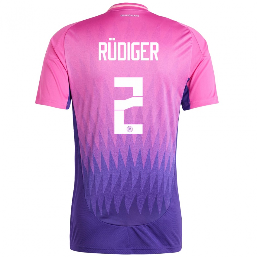 Gyermek Németország Antonio Rudiger #2 Pink Lila Idegenbeli Jersey 24-26 Mez Póló Ing