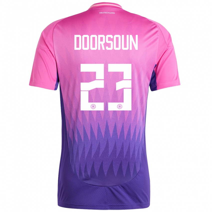 Gyermek Németország Sara Doorsoun #23 Pink Lila Idegenbeli Jersey 24-26 Mez Póló Ing