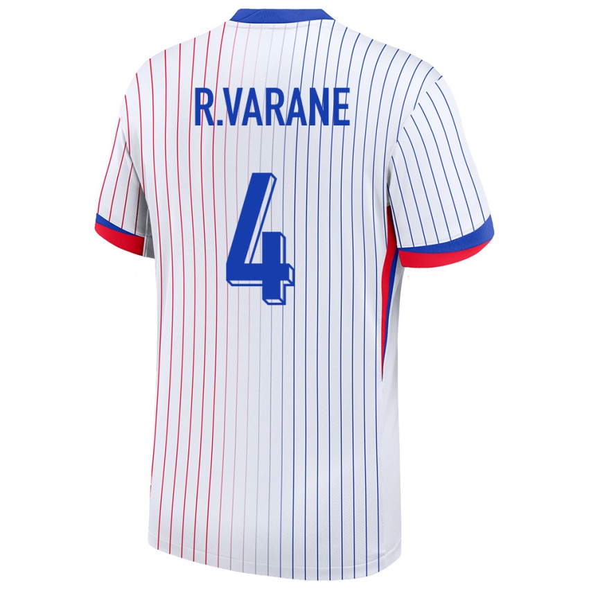 Gyermek Franciaország Raphael Varane #4 Fehér Idegenbeli Jersey 24-26 Mez Póló Ing