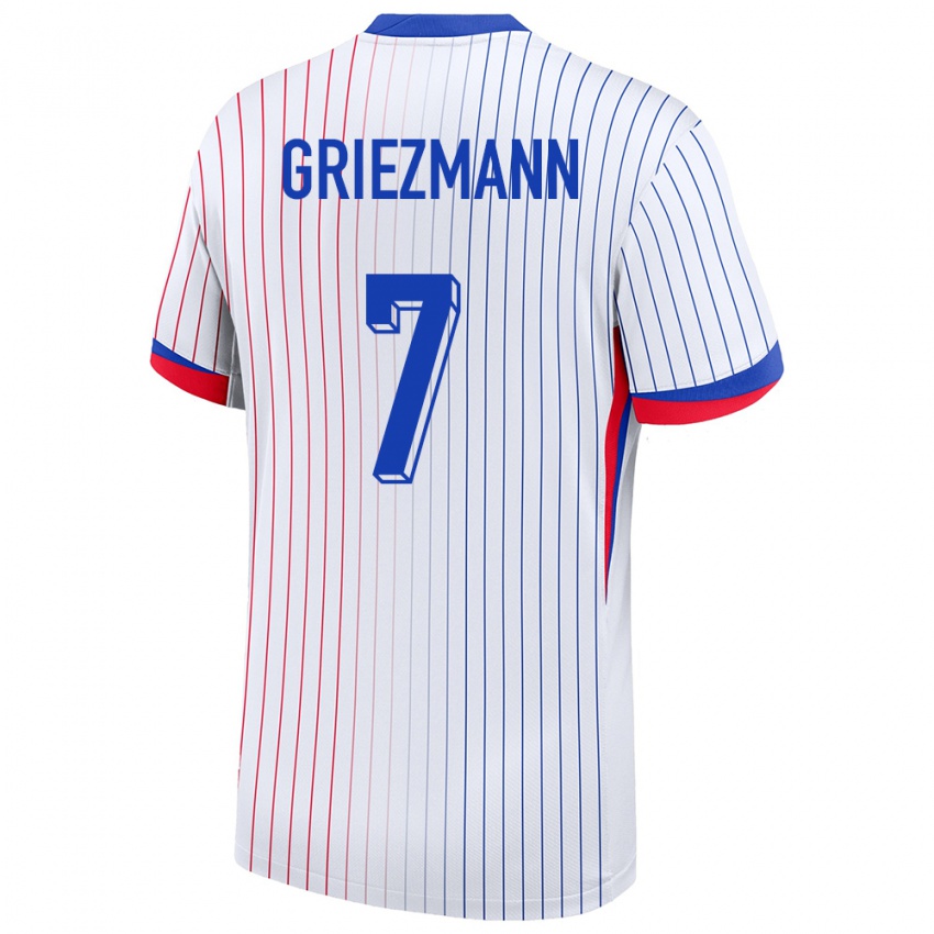 Gyermek Franciaország Antoine Griezmann #7 Fehér Idegenbeli Jersey 24-26 Mez Póló Ing