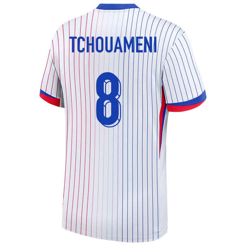 Gyermek Franciaország Aurelien Tchouameni #8 Fehér Idegenbeli Jersey 24-26 Mez Póló Ing