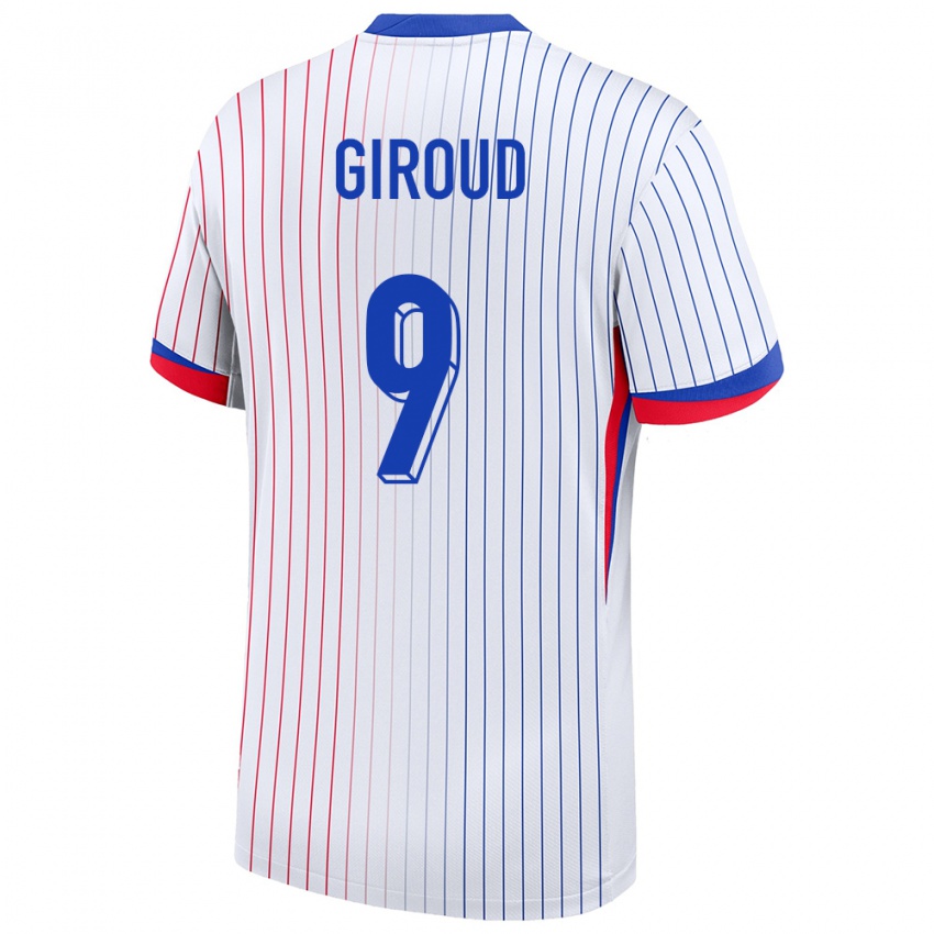 Gyermek Franciaország Olivier Giroud #9 Fehér Idegenbeli Jersey 24-26 Mez Póló Ing