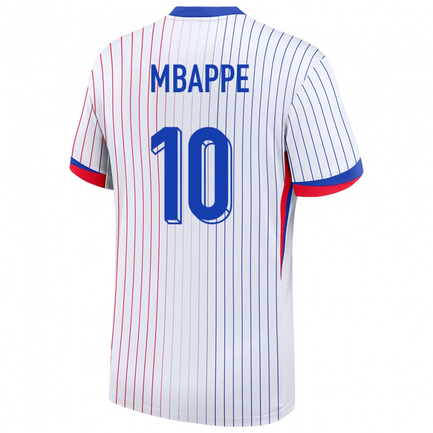 Gyermek Franciaország Kylian Mbappe #10 Fehér Idegenbeli Jersey 24-26 Mez Póló Ing