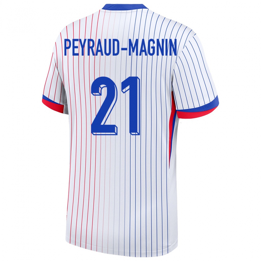 Gyermek Franciaország Pauline Peyraud Magnin #21 Fehér Idegenbeli Jersey 24-26 Mez Póló Ing