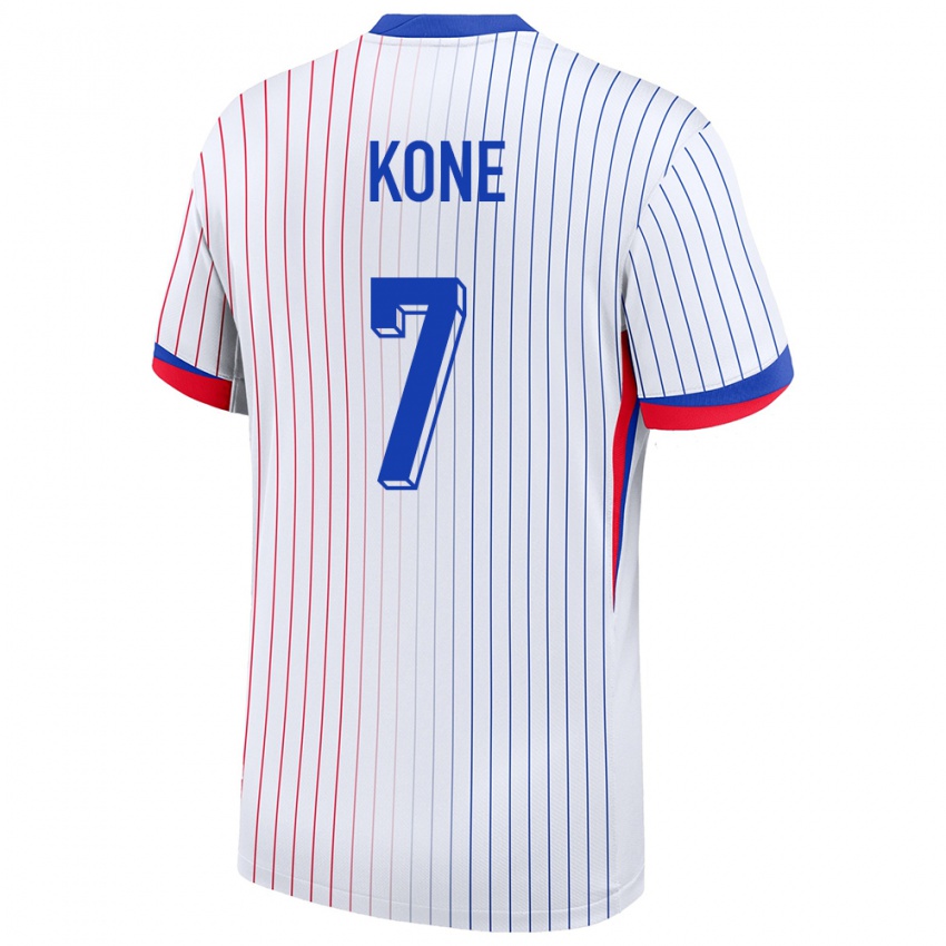 Gyermek Franciaország Kouadio Kone #7 Fehér Idegenbeli Jersey 24-26 Mez Póló Ing