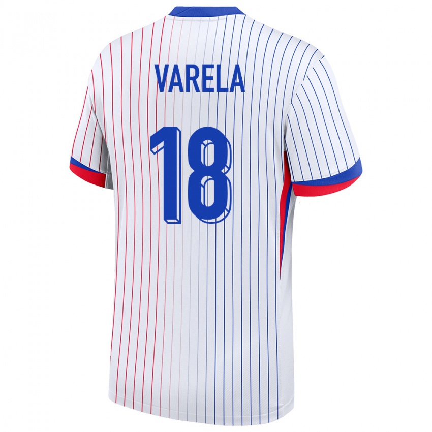 Gyermek Franciaország Jordan Varela #18 Fehér Idegenbeli Jersey 24-26 Mez Póló Ing