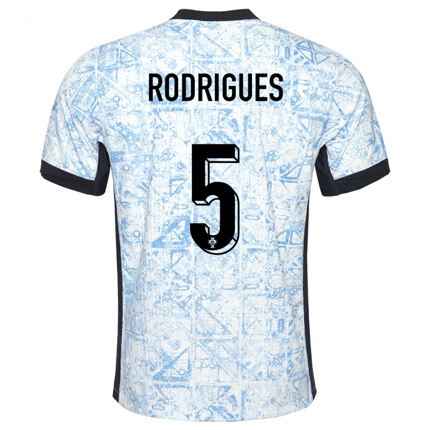 Gyermek Portugália Rafael Rodrigues #5 Krémkék Idegenbeli Jersey 24-26 Mez Póló Ing