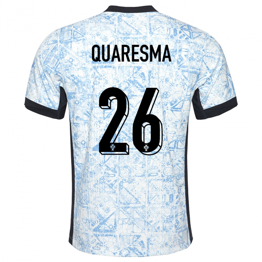 Gyermek Portugália Eduardo Quaresma #26 Krémkék Idegenbeli Jersey 24-26 Mez Póló Ing