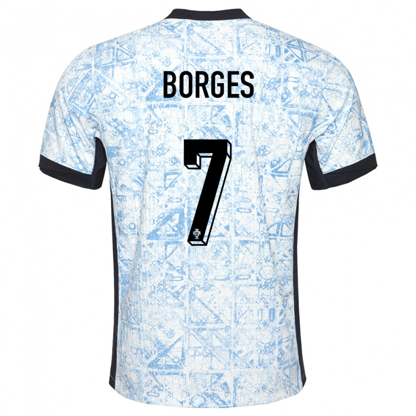 Gyermek Portugália Carlos Borges #7 Krémkék Idegenbeli Jersey 24-26 Mez Póló Ing