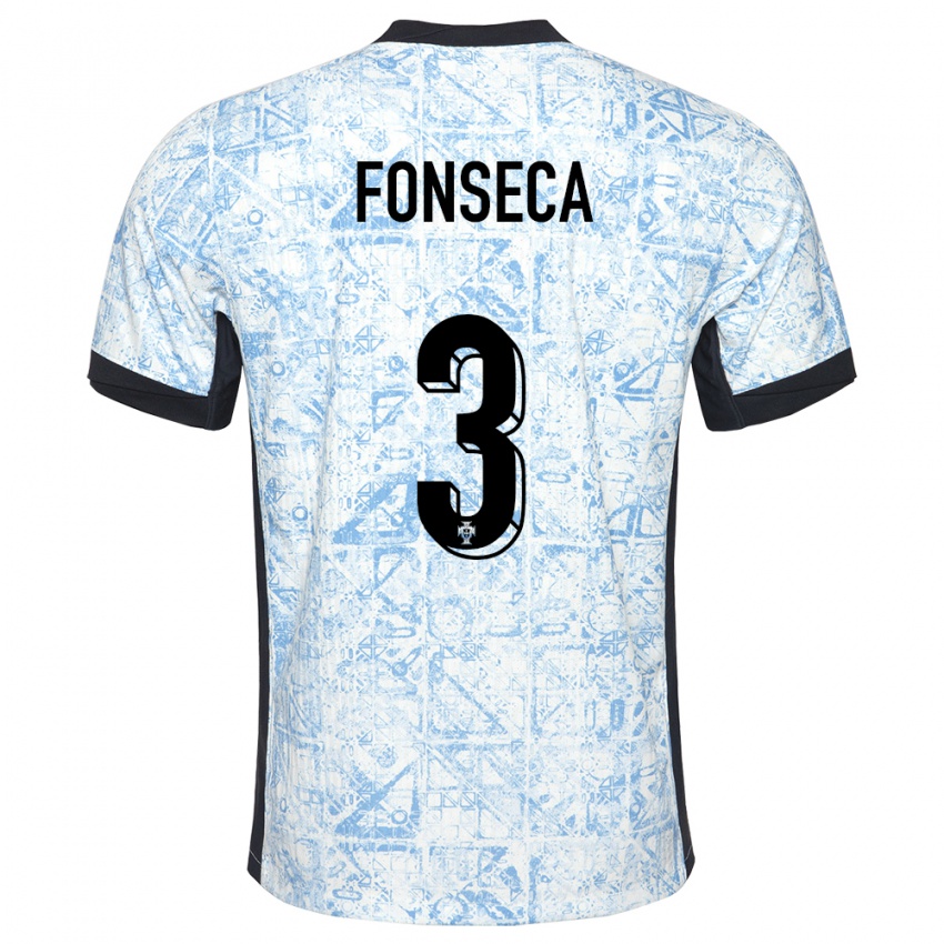 Gyermek Portugália Joao Fonseca #3 Krémkék Idegenbeli Jersey 24-26 Mez Póló Ing