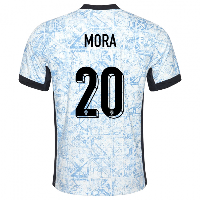 Gyermek Portugália Rodrigo Mora #20 Krémkék Idegenbeli Jersey 24-26 Mez Póló Ing