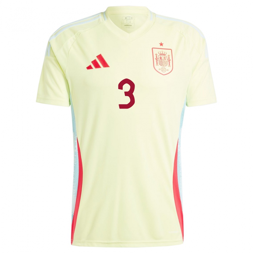 Gyermek Spanyolország Laia Aleixandri #3 Sárga Idegenbeli Jersey 24-26 Mez Póló Ing