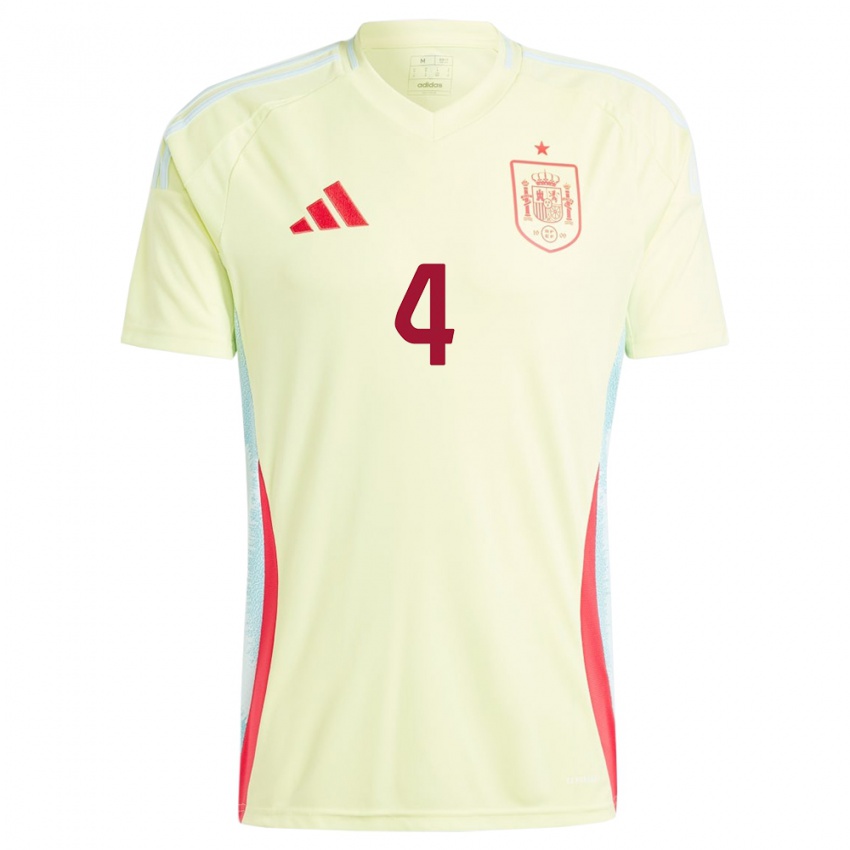 Gyermek Spanyolország Andrea Pereira #4 Sárga Idegenbeli Jersey 24-26 Mez Póló Ing