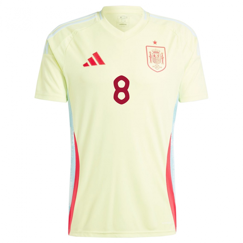 Gyermek Spanyolország Koke #8 Sárga Idegenbeli Jersey 24-26 Mez Póló Ing