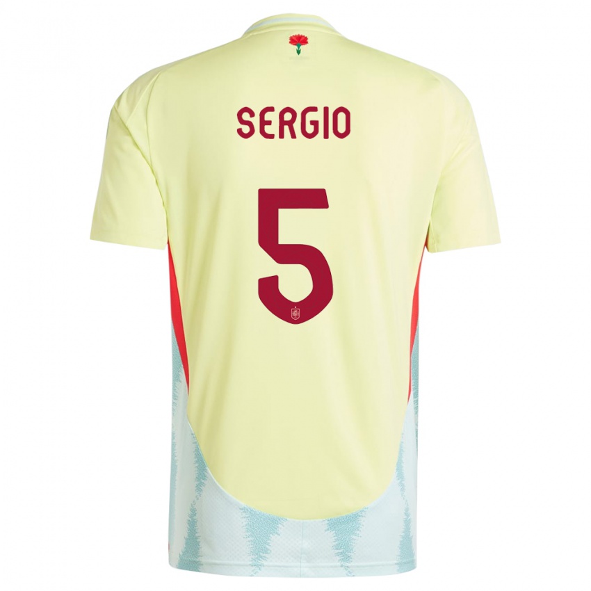 Gyermek Spanyolország Sergio Busquets #5 Sárga Idegenbeli Jersey 24-26 Mez Póló Ing