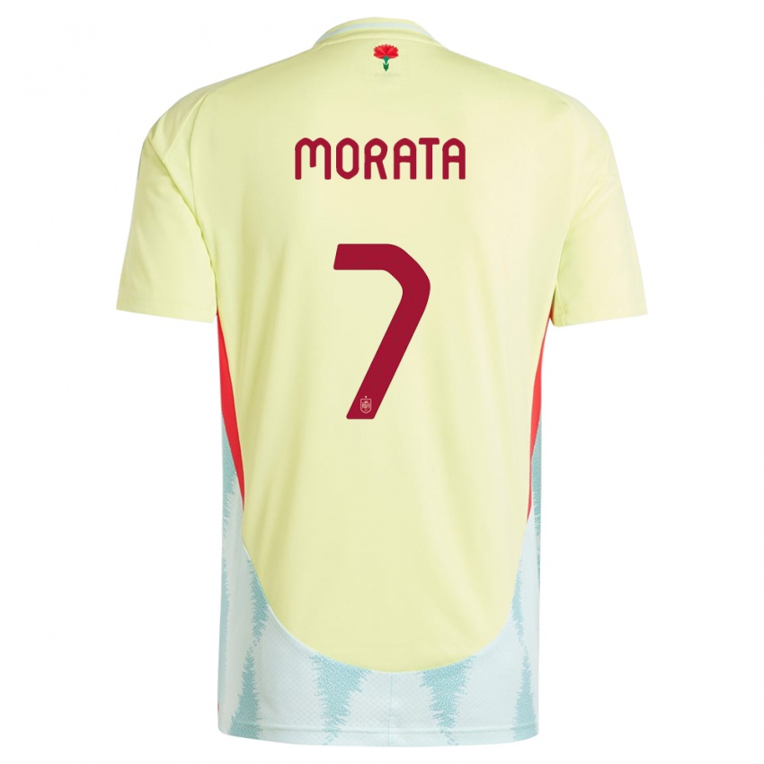 Gyermek Spanyolország Alvaro Morata #7 Sárga Idegenbeli Jersey 24-26 Mez Póló Ing