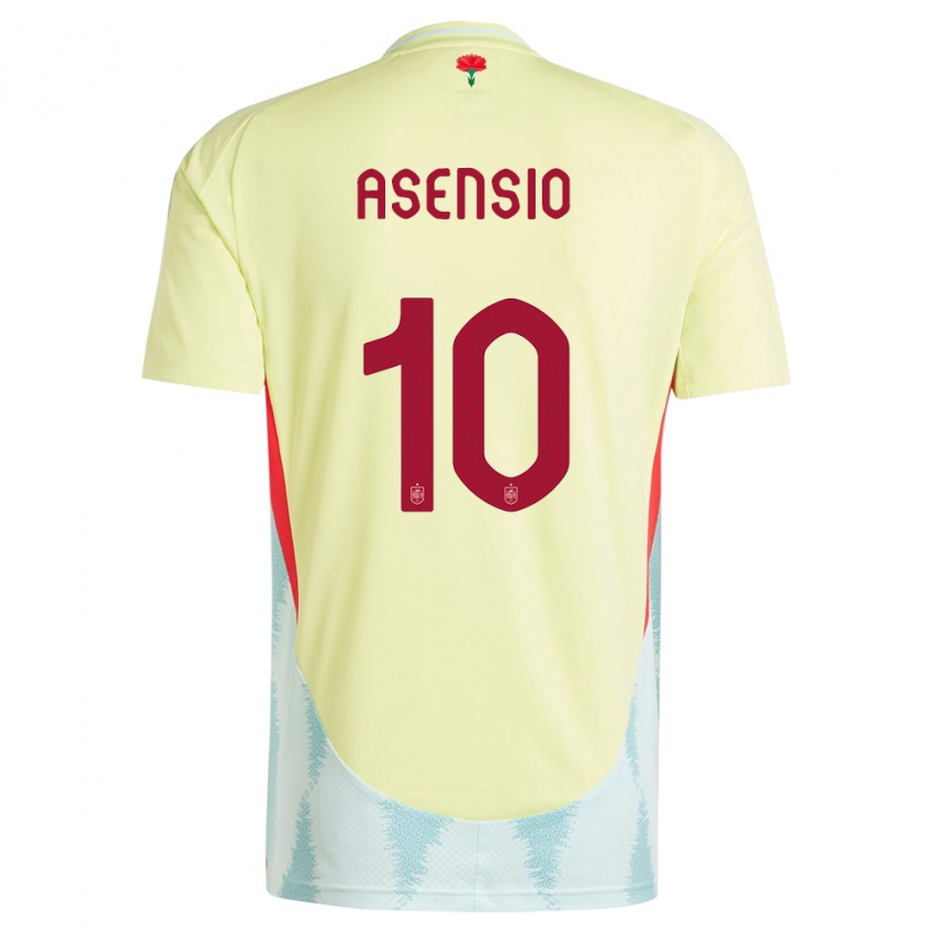 Gyermek Spanyolország Marco Asensio #10 Sárga Idegenbeli Jersey 24-26 Mez Póló Ing