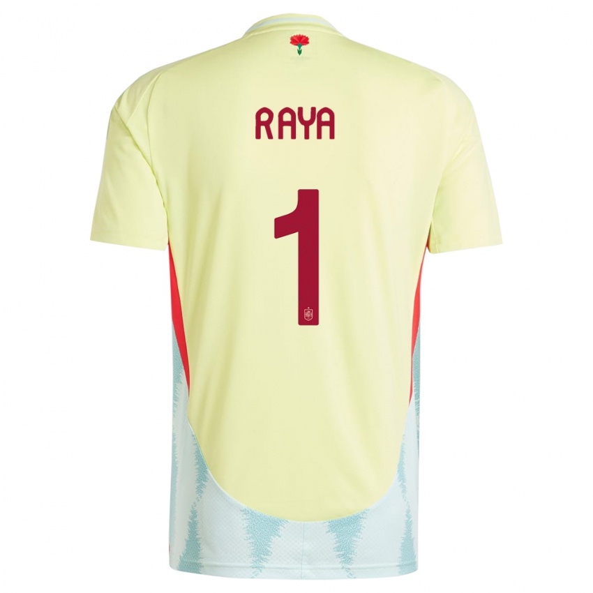 Gyermek Spanyolország David Raya #1 Sárga Idegenbeli Jersey 24-26 Mez Póló Ing