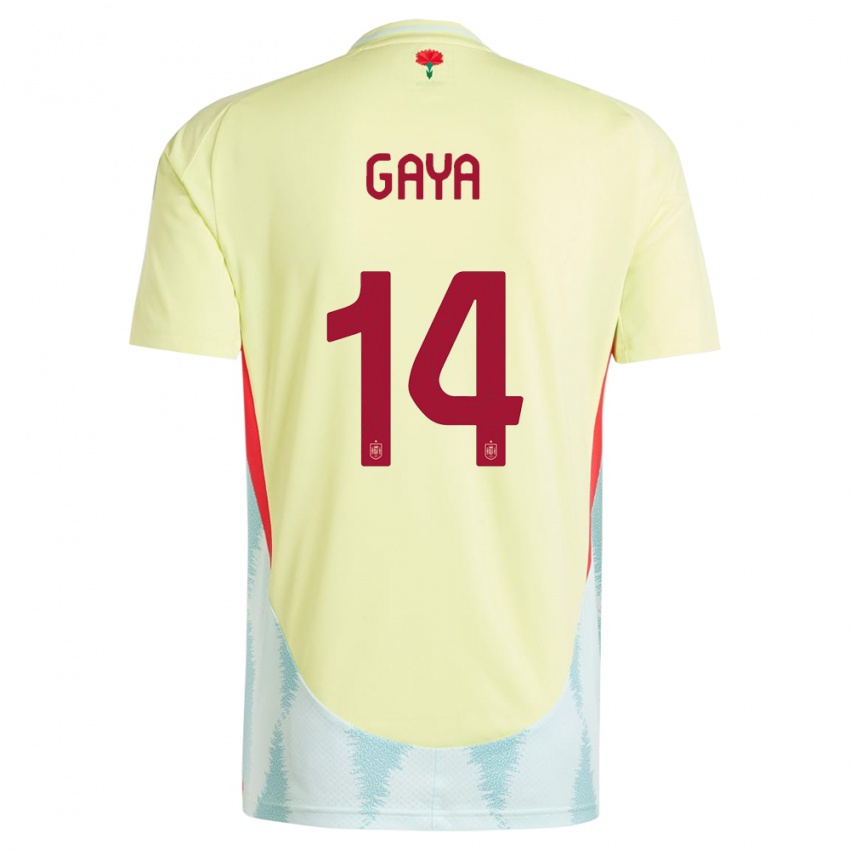 Gyermek Spanyolország Jose Gaya #14 Sárga Idegenbeli Jersey 24-26 Mez Póló Ing