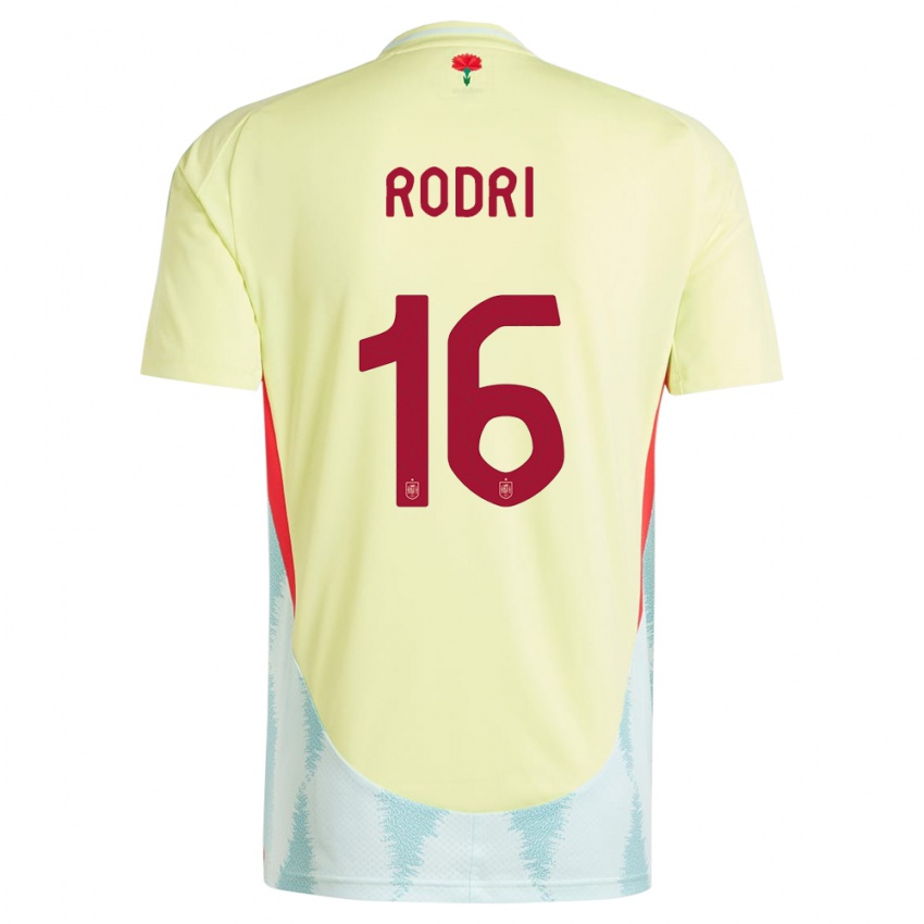 Gyermek Spanyolország Rodri #16 Sárga Idegenbeli Jersey 24-26 Mez Póló Ing